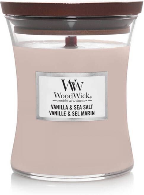 Woodwick Kaars Medium Vanilla & Sea Salt 11 cm ø 10 cm
