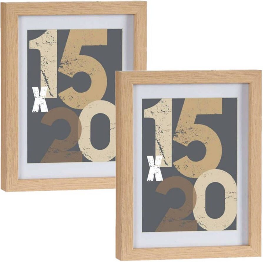 Arte r 2x stuks houten fotolijst bruin geschikt voor een foto van 15 x 20 cm of 18 x 24 cm Fotolijsten