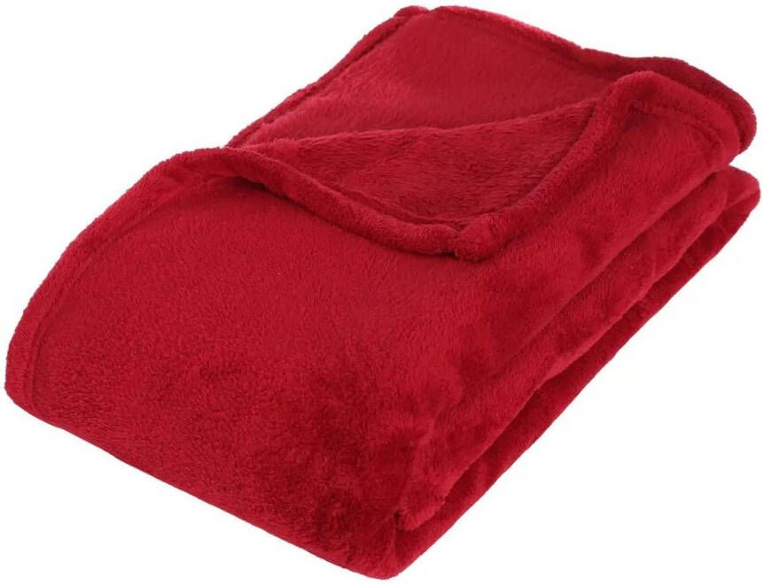 Atmosphera Fleece deken fleeceplaid rood 125 x 150 cm polyester Plaids