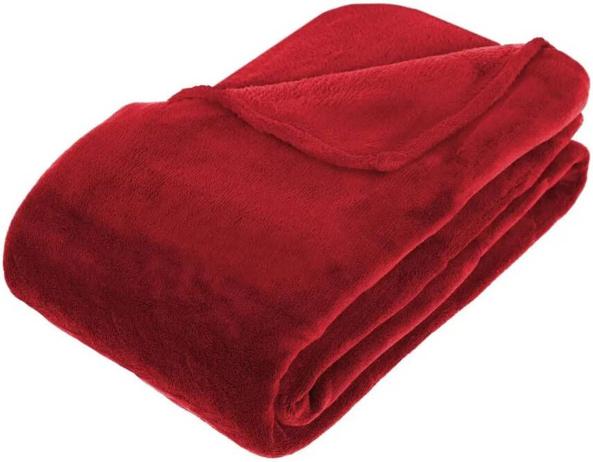 Atmosphera Grote Fleece deken fleeceplaid rood 180 x 230 cm polyester Plaids