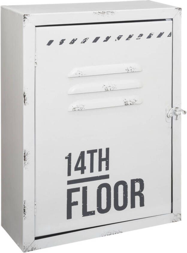 ATMOSPHERA Sleutelkastje sleutelhouder locker model metaal wit 23 5 x 9 2 x 30 5 cm Geschikt voor 6 sleutels sleutelbossen Sleutelkastjes