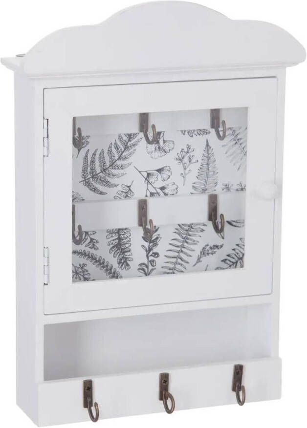 ATMOSPHERA Sleutelkastje sleutelhouder van MDF en glas wit 20 x 5 7 x 28 5 cm Geschikt voor 9 sleutels sleutelbossen Sleutelkastjes
