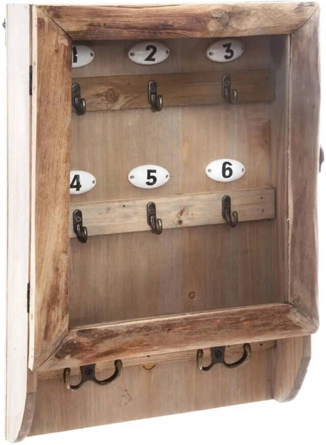 ATMOSPHERA Sleutelkastje sleutelhouder hout glas naturel 27 x 9 x 38 cm Geschikt voor 10 sleutels sleutelbossen Sleutelkastjes