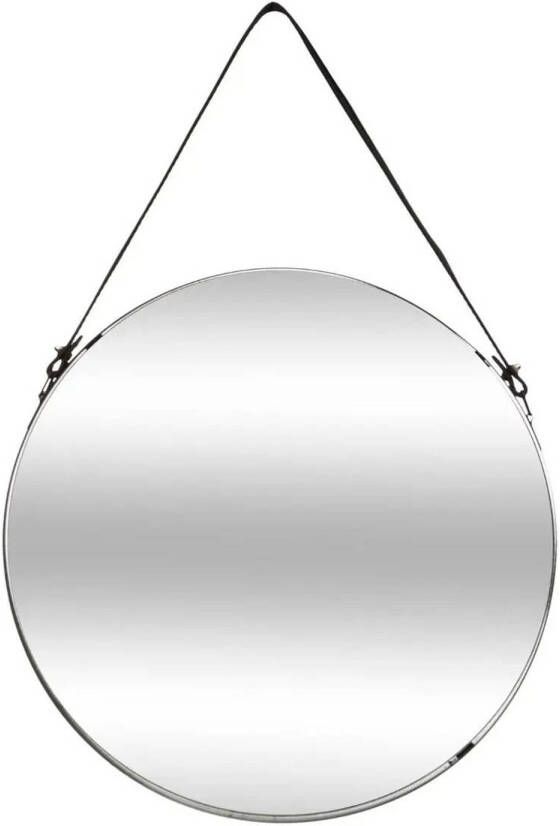 Atmosphera Spiegel wandspiegel rond D38 cm metaal zwart met riem Spiegels