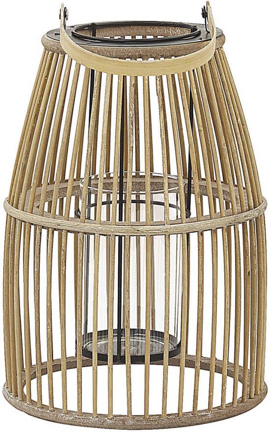 Beliani HOSTE windlichtzuilen-Beige-Bamboehout