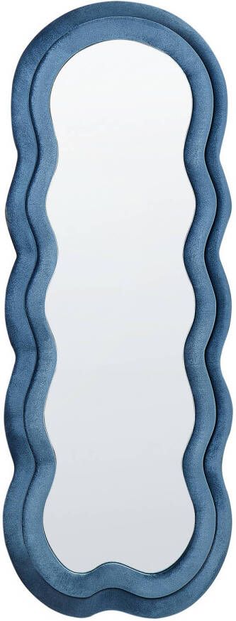 Beliani LACS Wandspiegel-Blauw-Fluweel