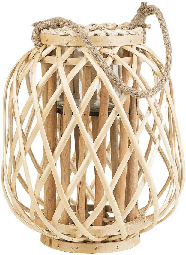 Beliani MAURITIUS windlichtzuilen-Lichte houtkleur-Wilgenhout