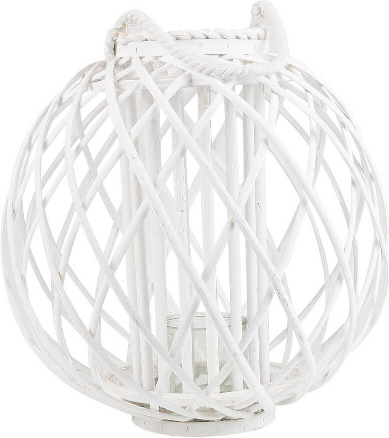 Beliani SAMOA windlichtzuilen-Wit-Wilgenhout