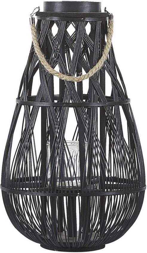 Beliani TONGA windlichtzuilen-Zwart-Bamboehout