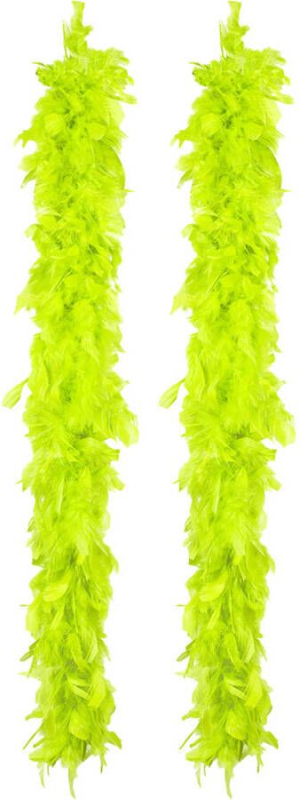 Boland Boa kerstslingers met veren neon groen 180 cm 50 gram kerstversiering Kerstslingers