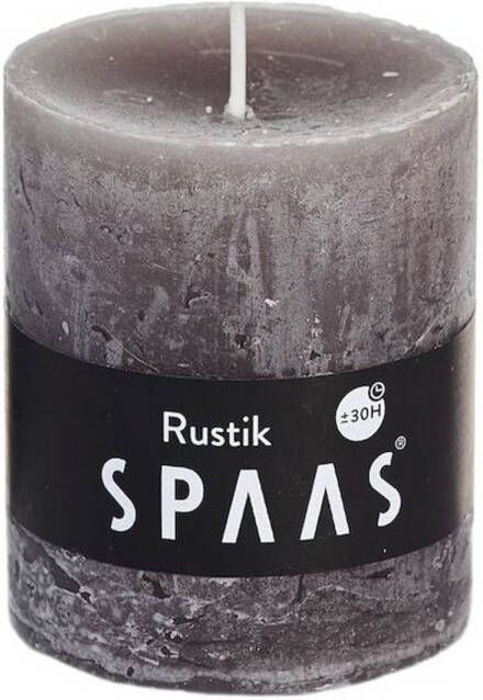 Candles by Spaas 1x Taupe rustieke cilinderkaars stompkaars 7x8 cm 30 branduren Stompkaarsen