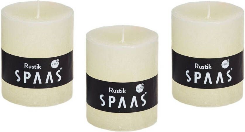 Candles by Spaas 8x stuks Ivoor witte rustieke cilinderkaars stompkaars 7 x 8 cm 30 branduren Geurloze kaarsen Stompkaarsen wit Stompkaarsen