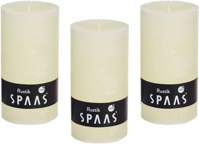 Candles by Spaas 8x Ivoor witte rustieke cilinderkaars stompkaars 7x13 cm 60 branduren Stompkaarsen