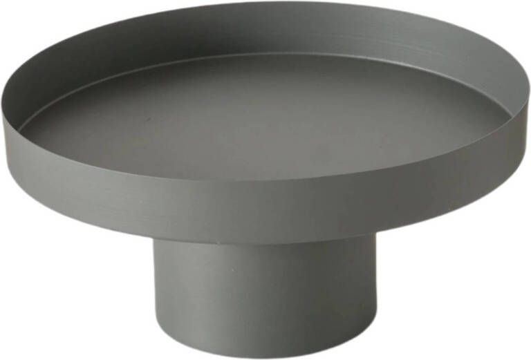 CASA DI ELTURO Decoratief Tray op voet – Grijs – Metaal – Ø 25 x H 12 cm