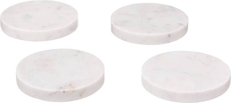 CASA DI ELTURO Marmeren onderzetters Marble Rond Coaster 4 stuks Wit