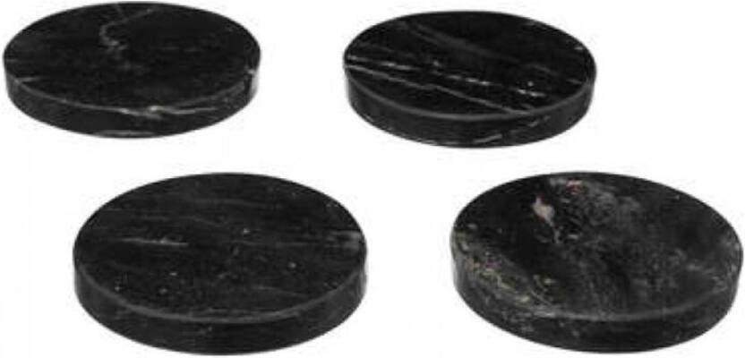 CASA DI ELTURO Marmeren Onderzetters Marble Rond Coaster Zwart 4 Stuks