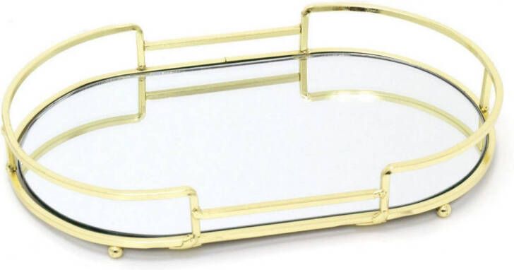 CASA DI ELTURO Mirror Tray Glamour Metalen spiegel dienblad Goud