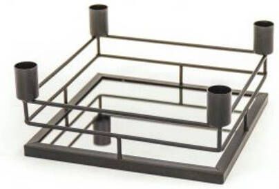 CASA DI ELTURO Mirror Tray Kandelaar Vierkant Zwart L21 x B21 x H9 cm