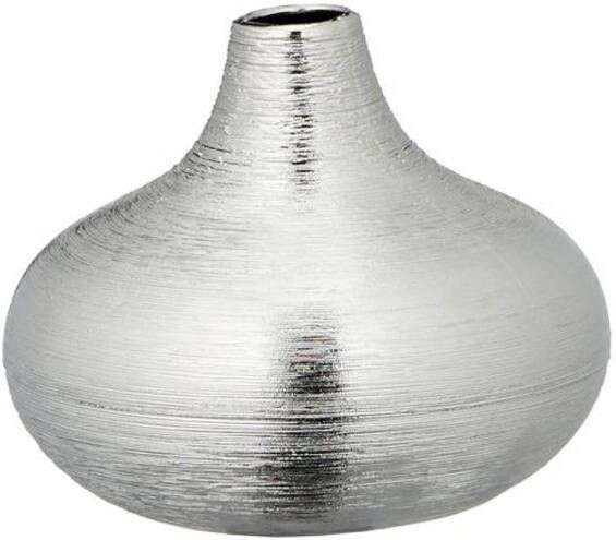Cepewa Ronde bol bloemenvaas zilver van keramiek 13 x 16 cm Vazen