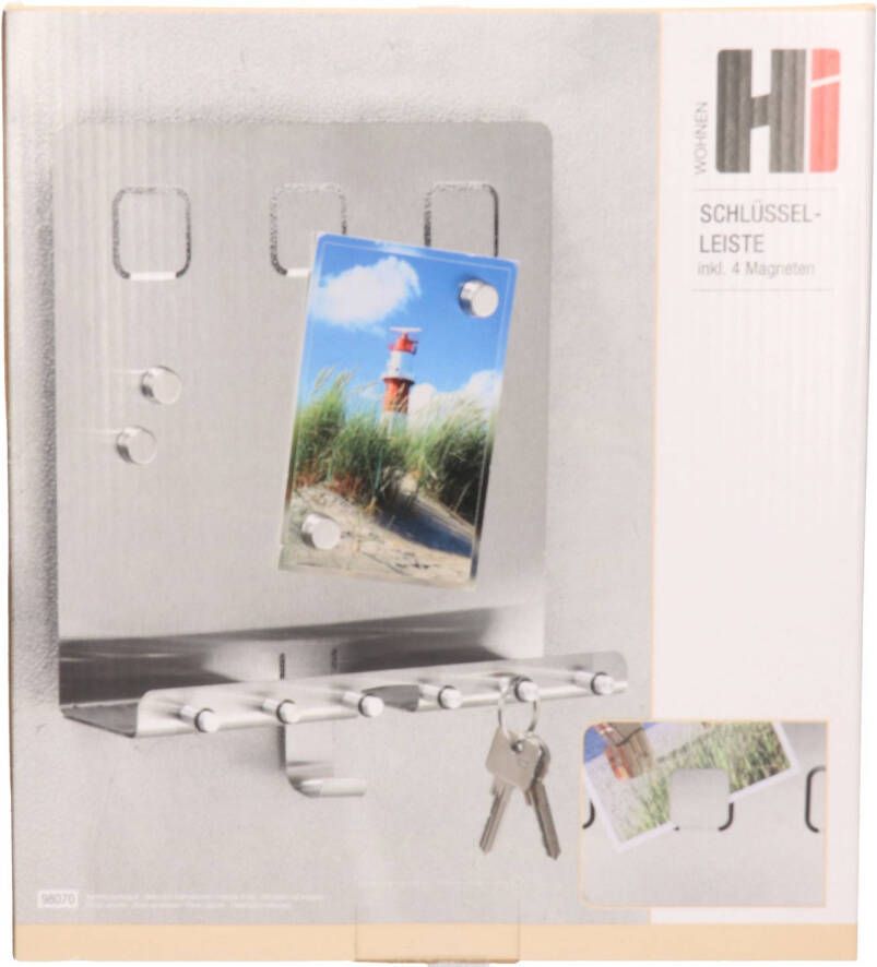 HI Magnetisch sleutelrekje met 6 haakjes 29 x 25 x 8 cm Sleutels opbergen Sleutelkastjes