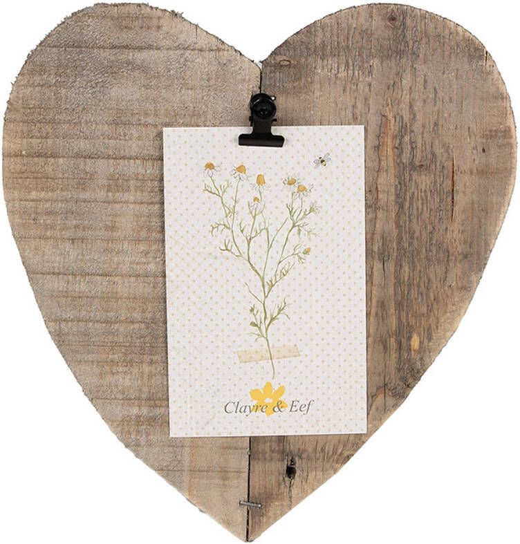 Clayre & Eef Fotolijst 23x2x26 cm Bruin Hout Hartvormig Fotohouder Bruin Fotohouder
