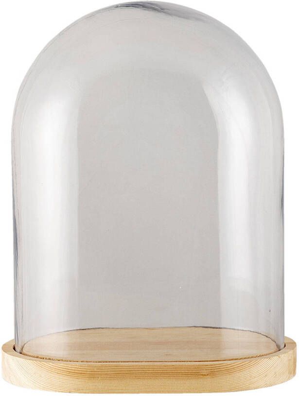 Clayre & Eef Stolp 26x18x33 cm Hout Glas Ovaal Glazen Stolp