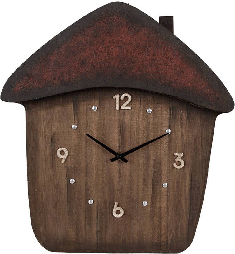 Clayre & Eef Wandklok 37x4x40 cm Bruin Hout Bruin