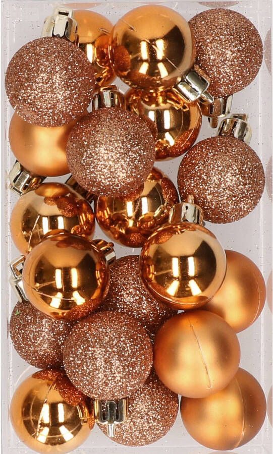 Cosy & Trendy 20x stuks kunststof kerstballen koper 3 cm mat glans glitter Kerstbal