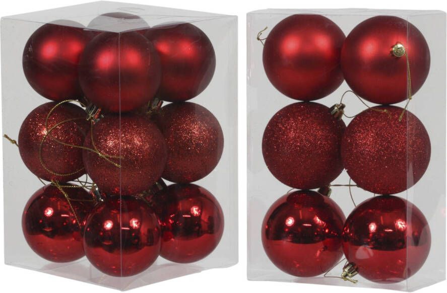 Cosy & Trendy Kerstversiering set kerstballen rood 6 8 cm pakket van 36x stuks Kerstbal