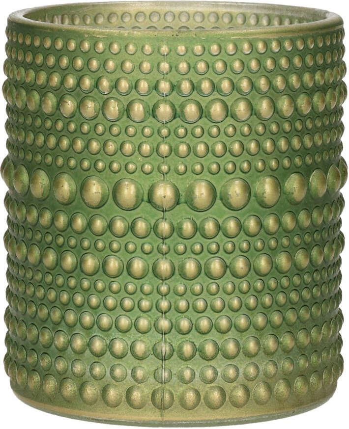 Countryfield Luxe theelichthouder kaarsenhouder olijfgroen goud glas D10 x H12 cm Waxinelichtjeshouders