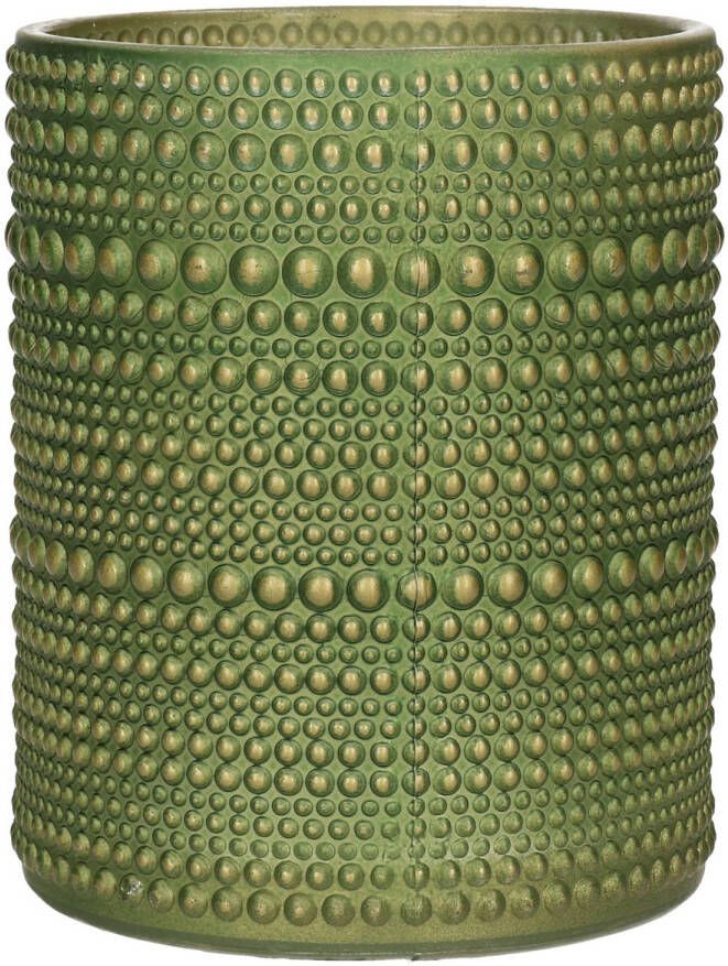 Countryfield Luxe theelichthouder kaarsenhouder olijfgroen goud glas D8 x H10 cm Waxinelichtjeshouders