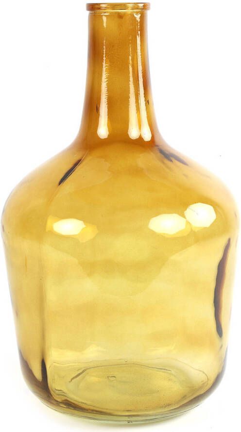 Countryfield vaas transparant goudgeel glas XL fles D25 x H42 cm Vazen