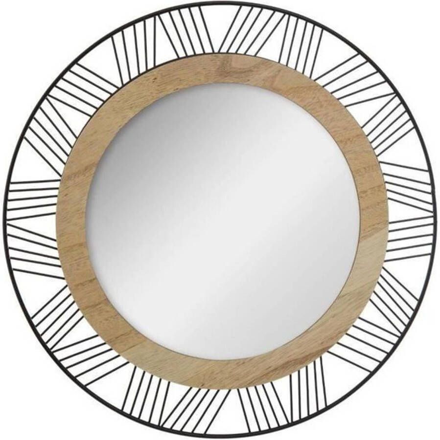 Cstore Ronde spiegel van metaal en hout Ø 45 x Dikte 1 5 cm Zwart