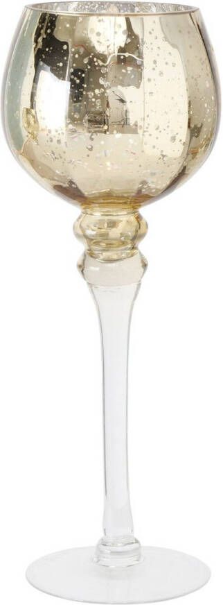 Deco by Boltze Luxe glazen design kaarsenhouder windlicht metallic goud transparant 35 cm Waxinelichtjeshouders