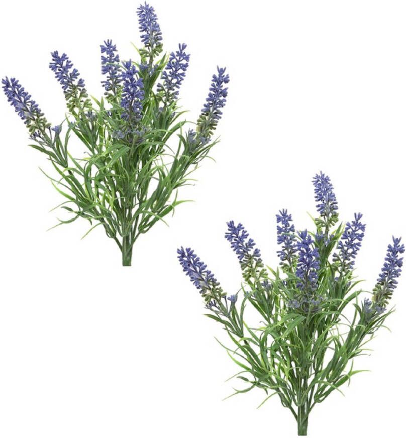 Decoris 2x stuks lavandula lavendel kunstplant 34 cm bosje Kunstplanten