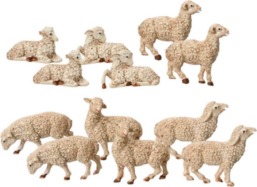 Decoris kerststal schapenbeeldjes 6x stuks 12 cm mdf hout Kerststallen