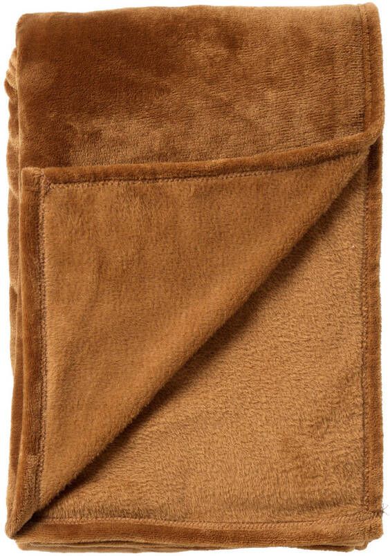 Dutch Decor CHARLIE Plaid 200x220 cm extra grote fleece deken effen kleur Tobacco Brown bruin
