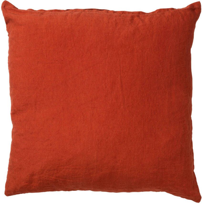 Dutch Decor LINN Sierkussen 45x45 cm 100% linnen effen kleur Potters Clay oranje