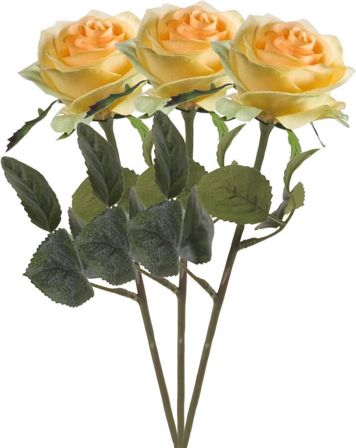Emerald Kunstbloem roos Simone 3x geel 45 cm decoratie bloemen Kunstbloemen