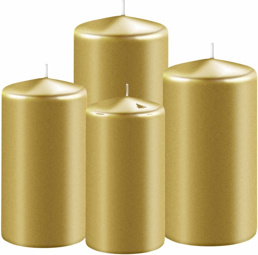 Enlightening Candles 4x stuks gouden stompkaarsen 8-10-12-15 cm Stompkaarsen