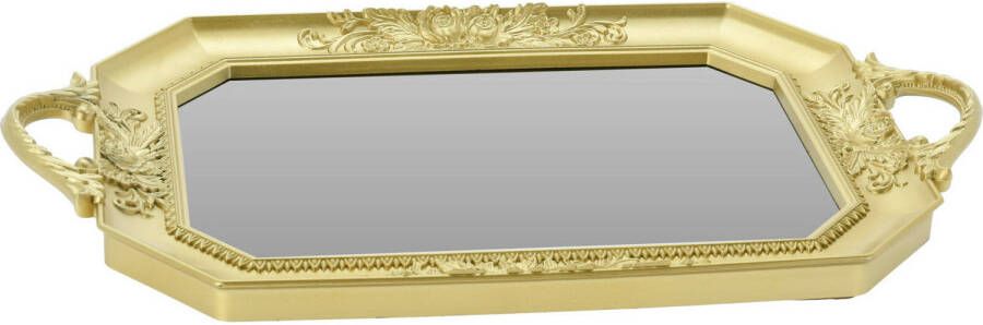 Excellent Houseware Dienblad kaarsplateau spiegelbodem goud Kaarsenonderzetter 39 x 35 cm Kaarsenplateaus