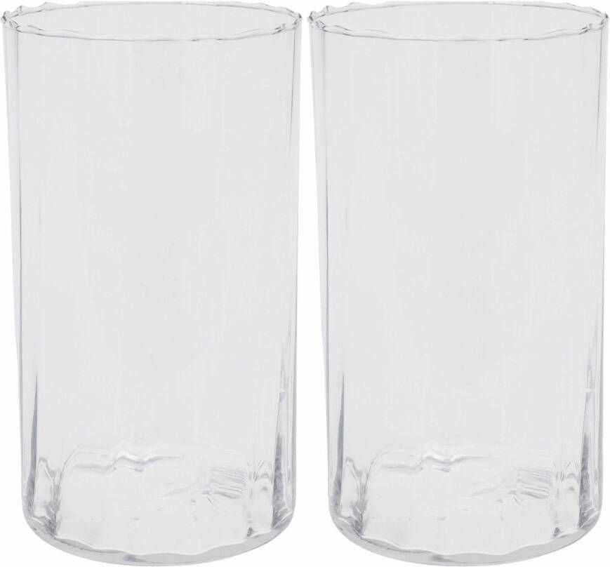 H&S Collection Bloemen vaas 2x stuks transparant glas H22 cm Vazen