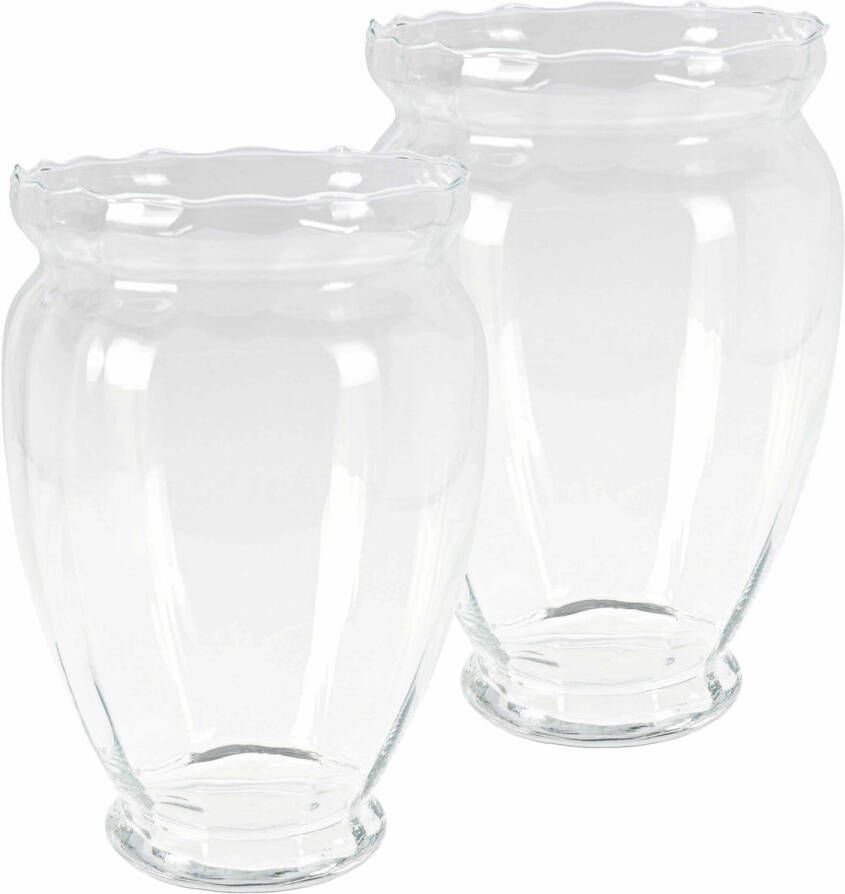 H&S Collection Bloemen vaas 2x stuks transparant glas H35 cm Vazen