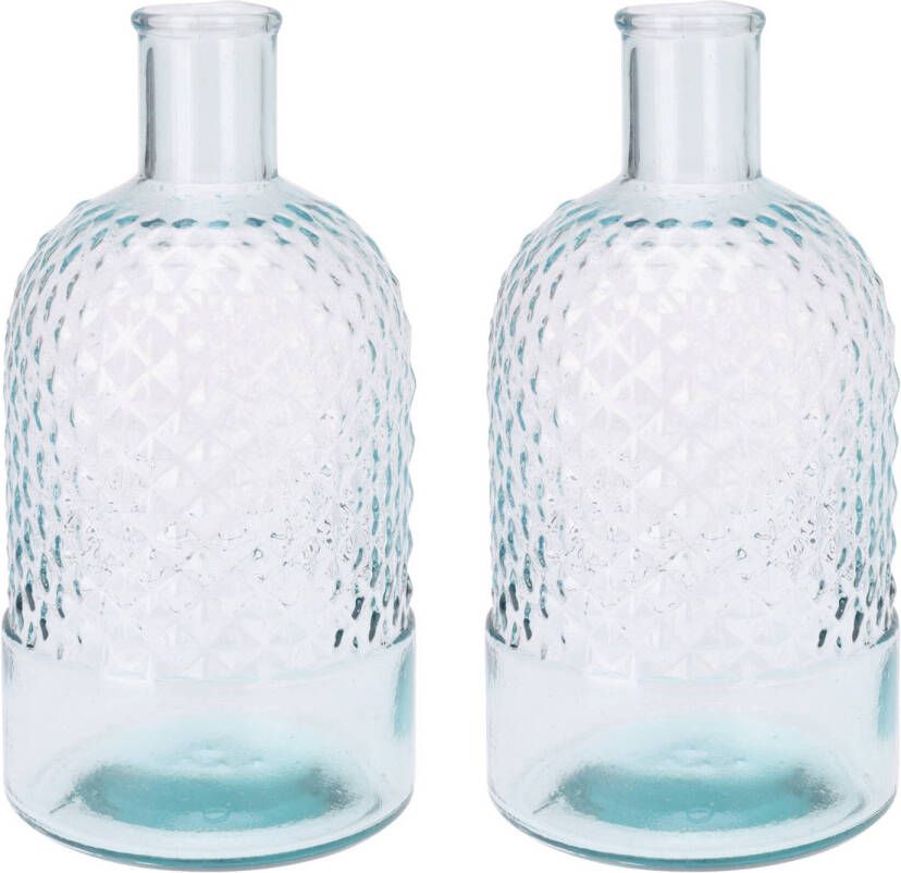 H&S Collection Bloemenvaas Salerno 2x Gerecycled glas transparant D12 x H23 cm Vazen
