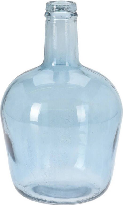 H&S Collection Bloemenvaas San Remo Gerecycled glas blauw transparant D19 x H30 cm Vazen