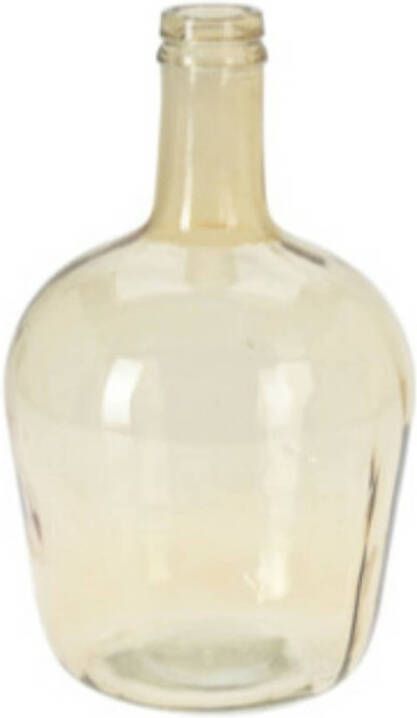 H&S Collection Fles Bloemenvaas San Remo Gerecycled glas geel transparant D19 x H30 cm Vazen