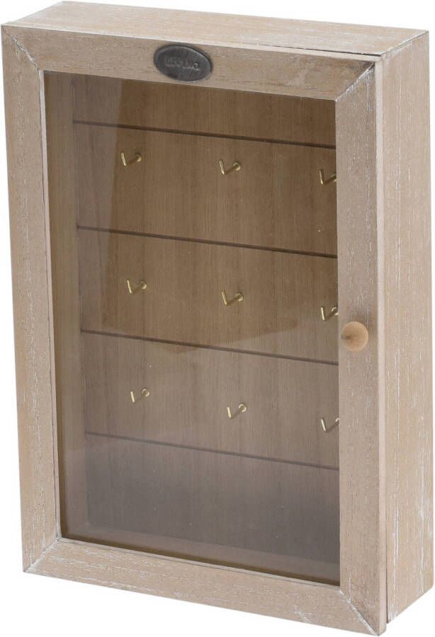 H&S Collection Houten sleutelkast sleutelkluis naturel 19 x 27 cm Sleutels opbergen Sleutelkastjes
