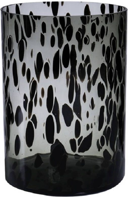 Hakbijl Glass Modieuze bloemen cilinder vaas vazen van glas 30 x 19 cm zwart fantasy Vazen