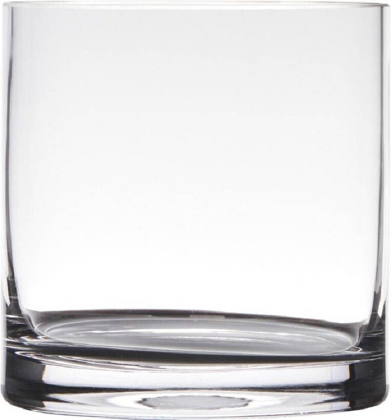 Hakbijl Glass Transparante home-basics cilinder vorm vaas vazen van glas 15 x 15 cm Vazen