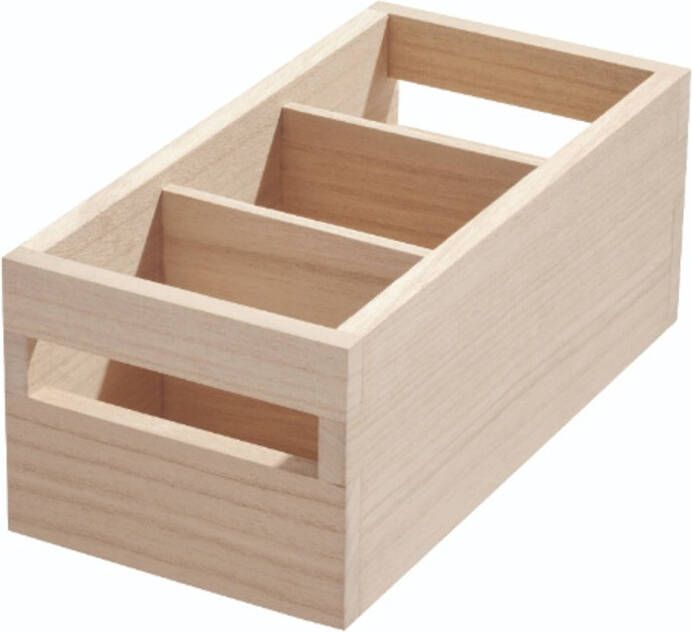 iDesign Opbergbox met Handvat 3 Vakken 12.7 x 25.4 x 10.2 cm Paulownia Hout Eco Wood